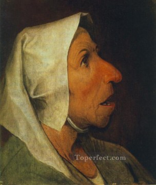  pie Pintura al %C3%B3leo - Retrato de una anciana campesino renacentista flamenco Pieter Bruegel el Viejo